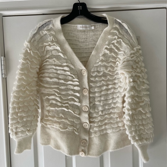 Zimmermann Scalloped Alpaca Blend Cardigan - Picture 2 of 12